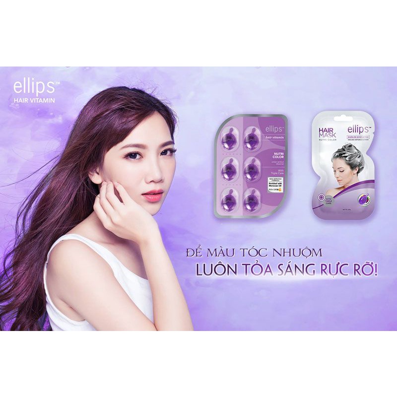 Kem ủ tóc Ellips Tím Hair Mask Nutri Color Ellips 20Gr Chăm sóc tóc