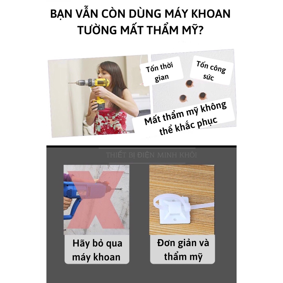 Mua Đế Dán Dây Rút Cố Định Dây Điện, miếng dán giữ dây điện, gối đỡ lạt