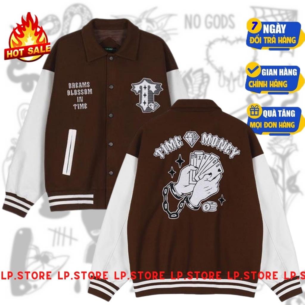 Mua Áo Varsity Jacket Áo Khoác Bomber Cardigan 4 Màu TIME MONEY phối