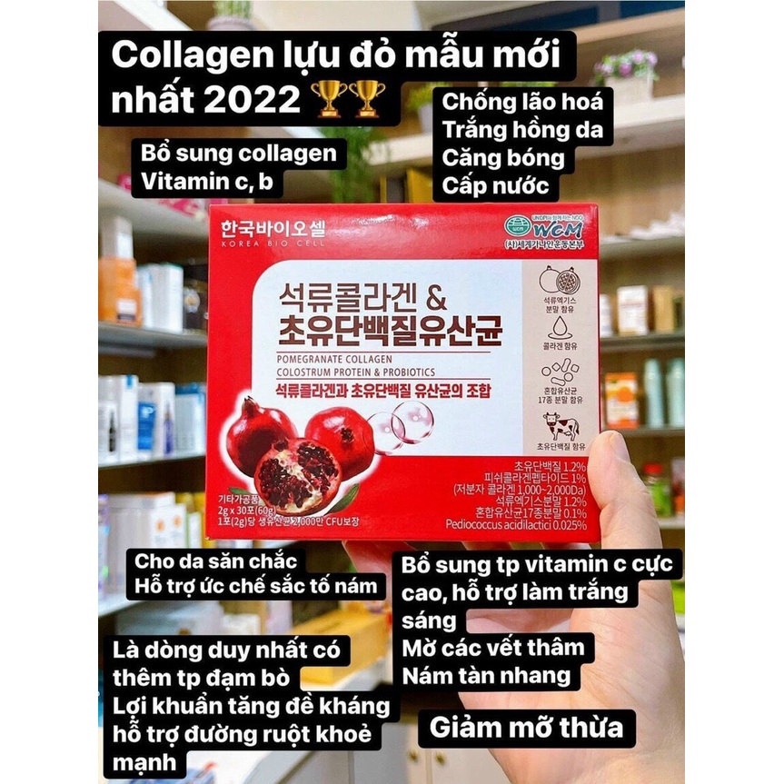 Mua Bột Collagen Uống Lựu Đỏ Korea Bio Cell Hàn Quốc Chính Hãng 30 Gói