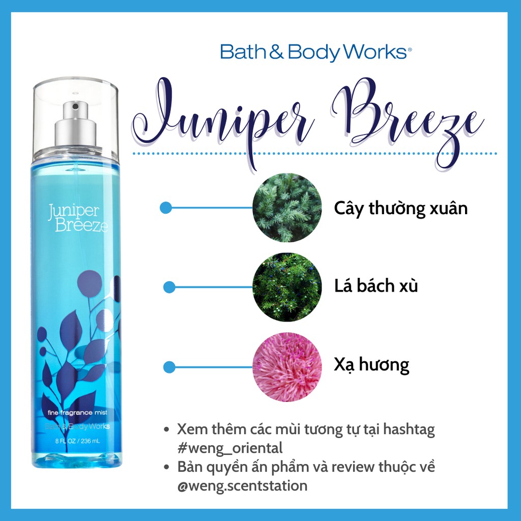 Xịt thơm toàn thân Bodymist Bath & Body Works mùi Juniper Breeze