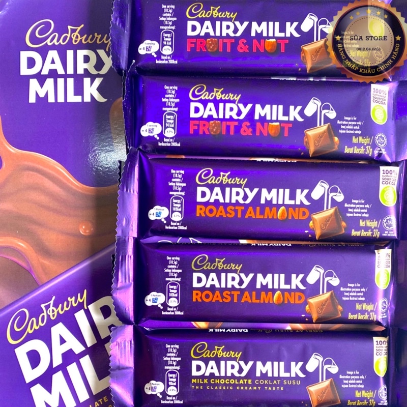 Socola Cadbury Dairy Milk 37g nhập khẩu Malaysia 3 vị Shopee Việt Nam