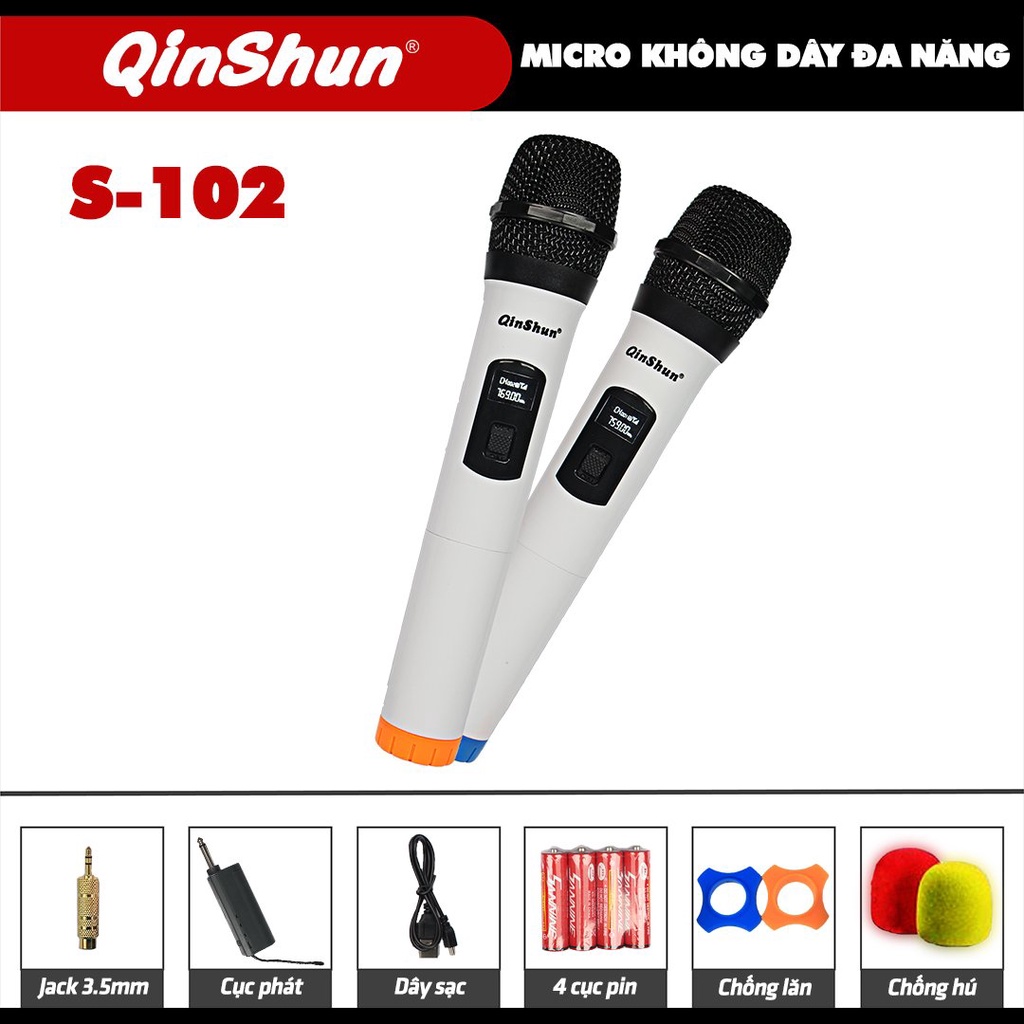 Micro Karaoke Cầm Tay Không Dây QINSHUN S102 Thông Minh , Micro Không