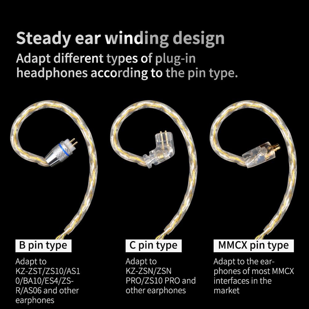 Cáp tai nghe sợi bện 200 lõi pin KZ B/C/MMCX cho ZSN/ZST/ZS10/AS10/ES3