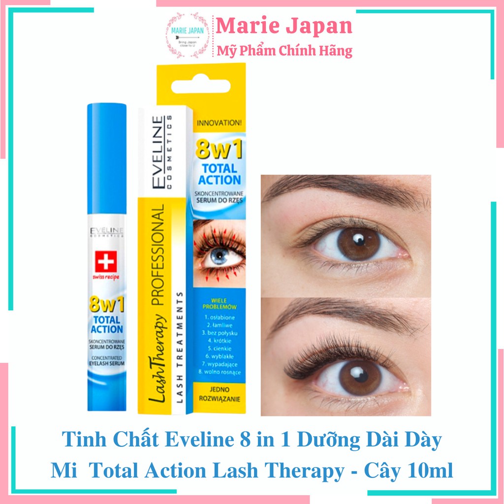 Tinh Chất Eveline 8 in 1 Dưỡng Dài Dày Mi Total Action Lash Therapy Cây