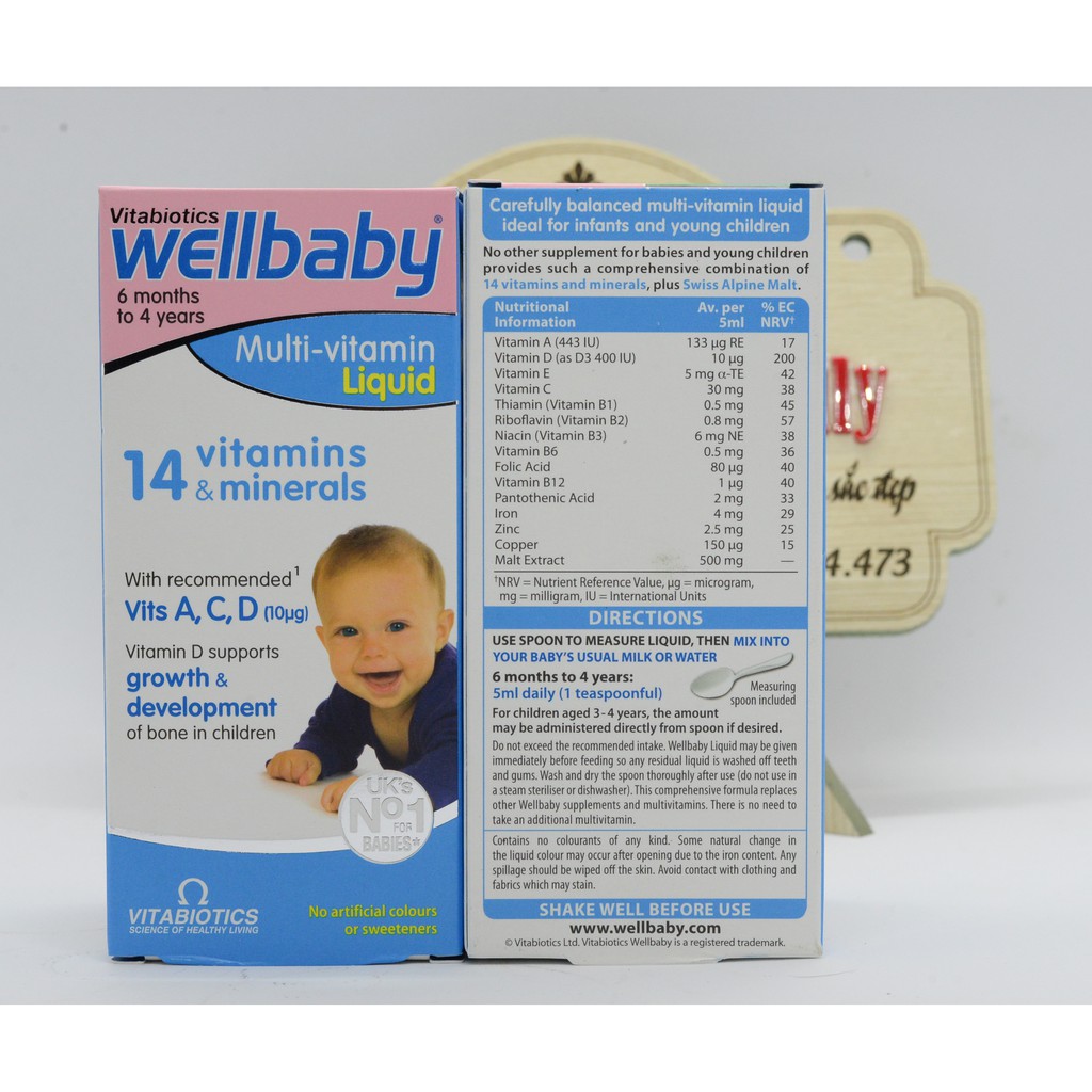 Wellbaby Multivitamin liquid [UK] Vitamin Tổng Hợp Cho Bé 6 tháng 4
