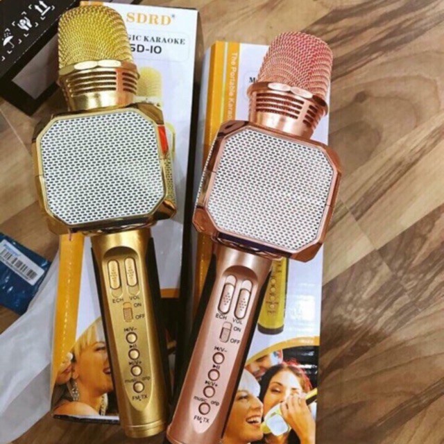 Mic karaoke SD10 Mic hát cầm tay loa không dây mini hát hay đa năng