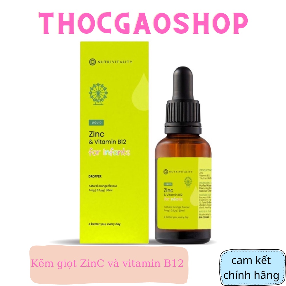 Kẽm giọt ZinC và vitamin B12 chính hãng Nutrivitality UK 30ml Shopee