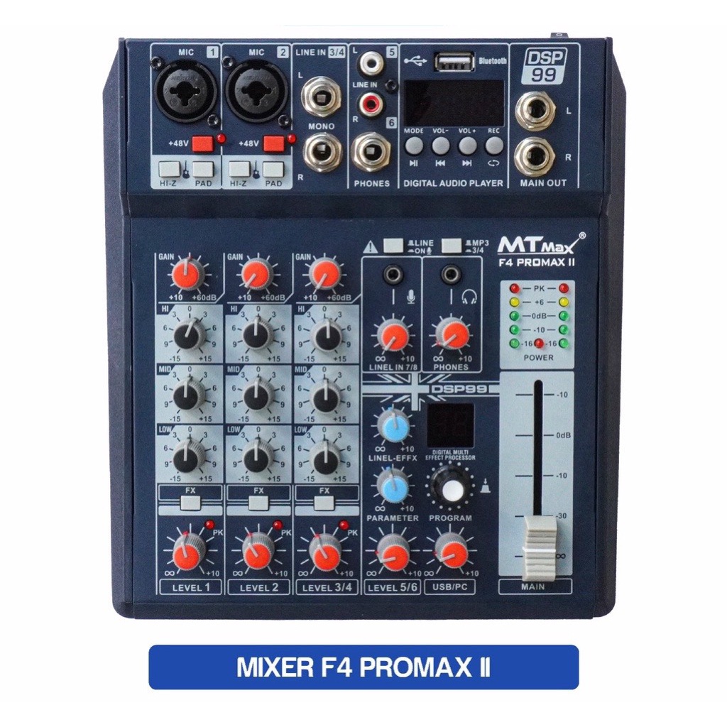 Bàn Mixer F4 ProMax Chạy Nguồn 5V Tích Hợp Karaoke Livestream Có