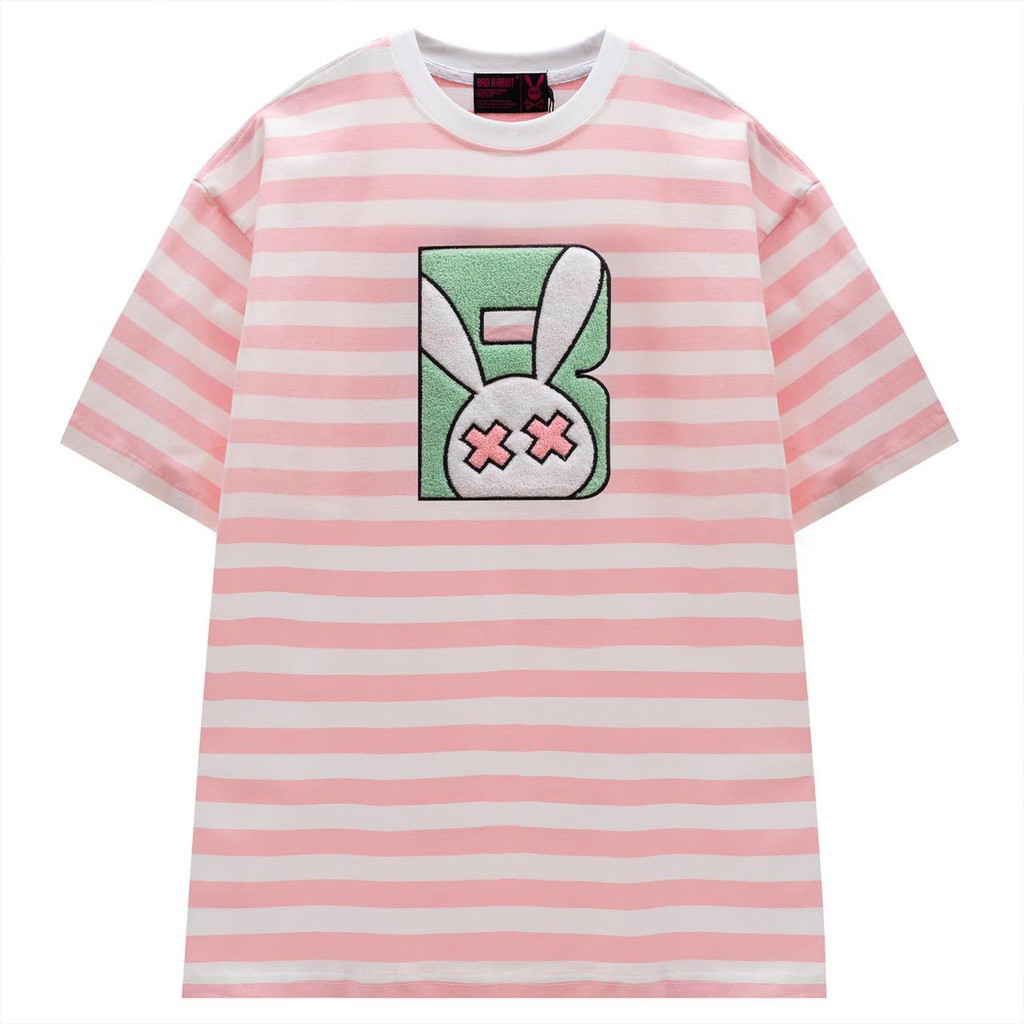 Áo Thun Unisex Bad Rabbit Stripes Kẻ Hồng 100 Cotton