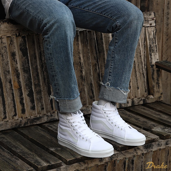 VANS Canvas Sk8Hi True White Shoes Vans Sk8 Hi White Canvas bet