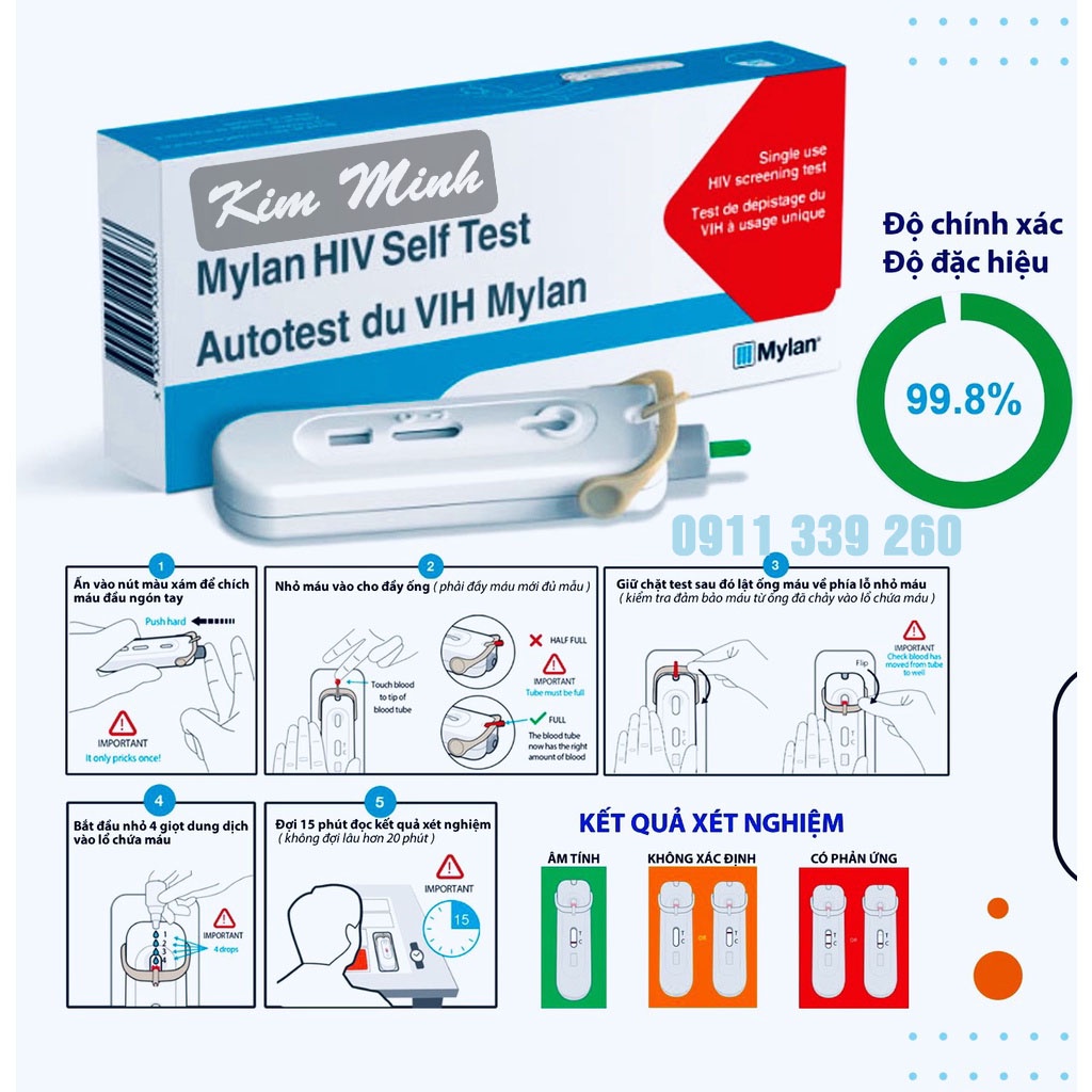 Combo 2 Que thử HIV MYLAN SELF TEST 2024 (hàng nhập khẩu chính hãng) có
