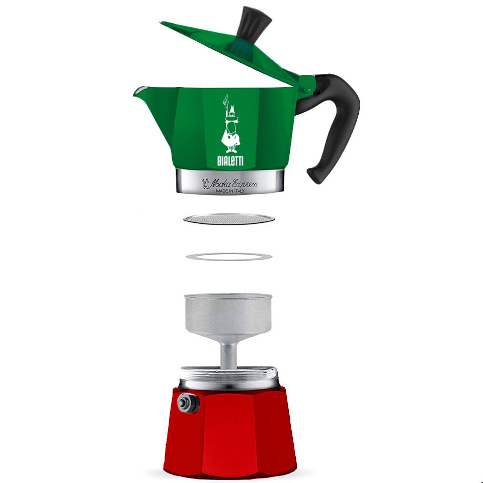 Ấm cà phê Ý Bialetti Moka Express phiên bản màu cờ Ý 3 cup made in Italy MixASale