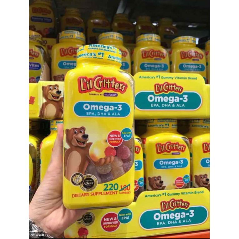Kẹo dẻo L'il Critter Gummy Omega3 EPA, DHA & ALA cho trẻ 220V HolCim