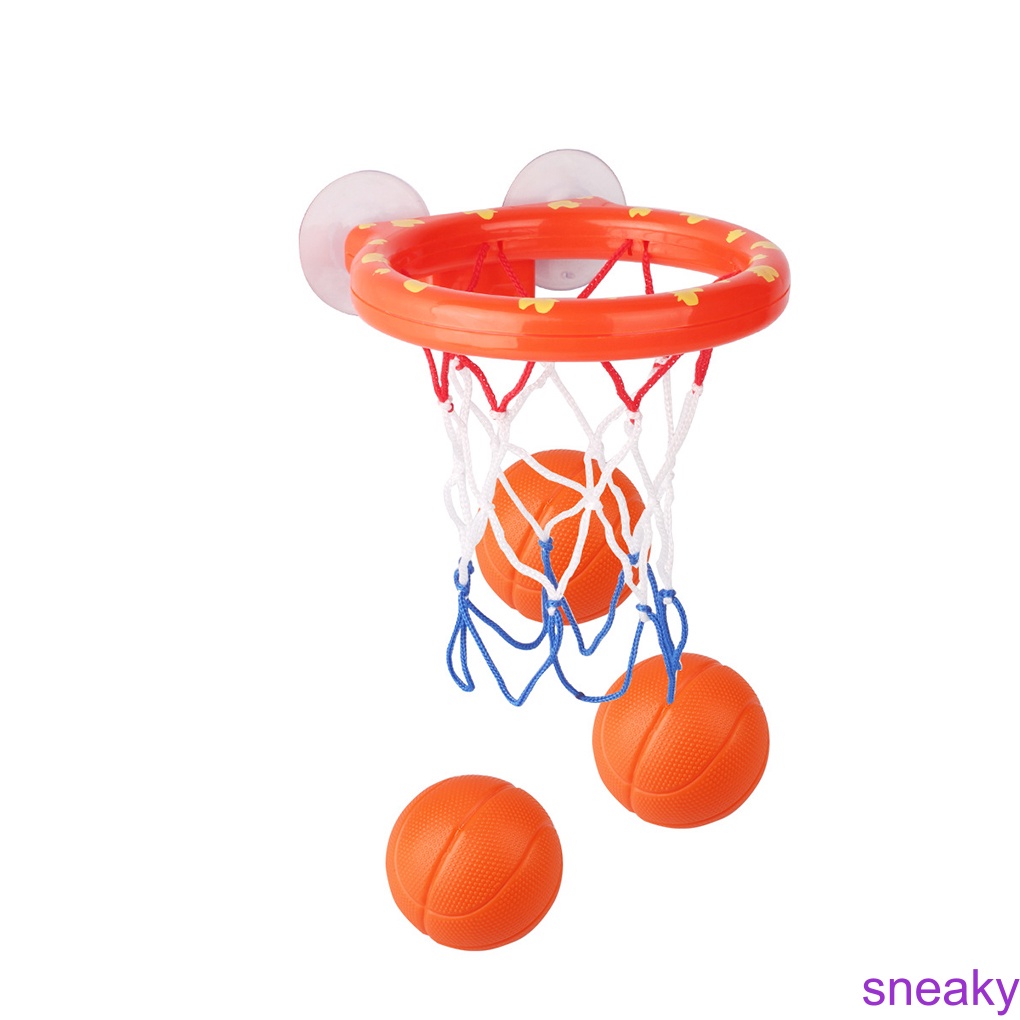 Mini Suctions Cup Basketball Hoop Bath Toy Set Baby Bathtub Shooting
