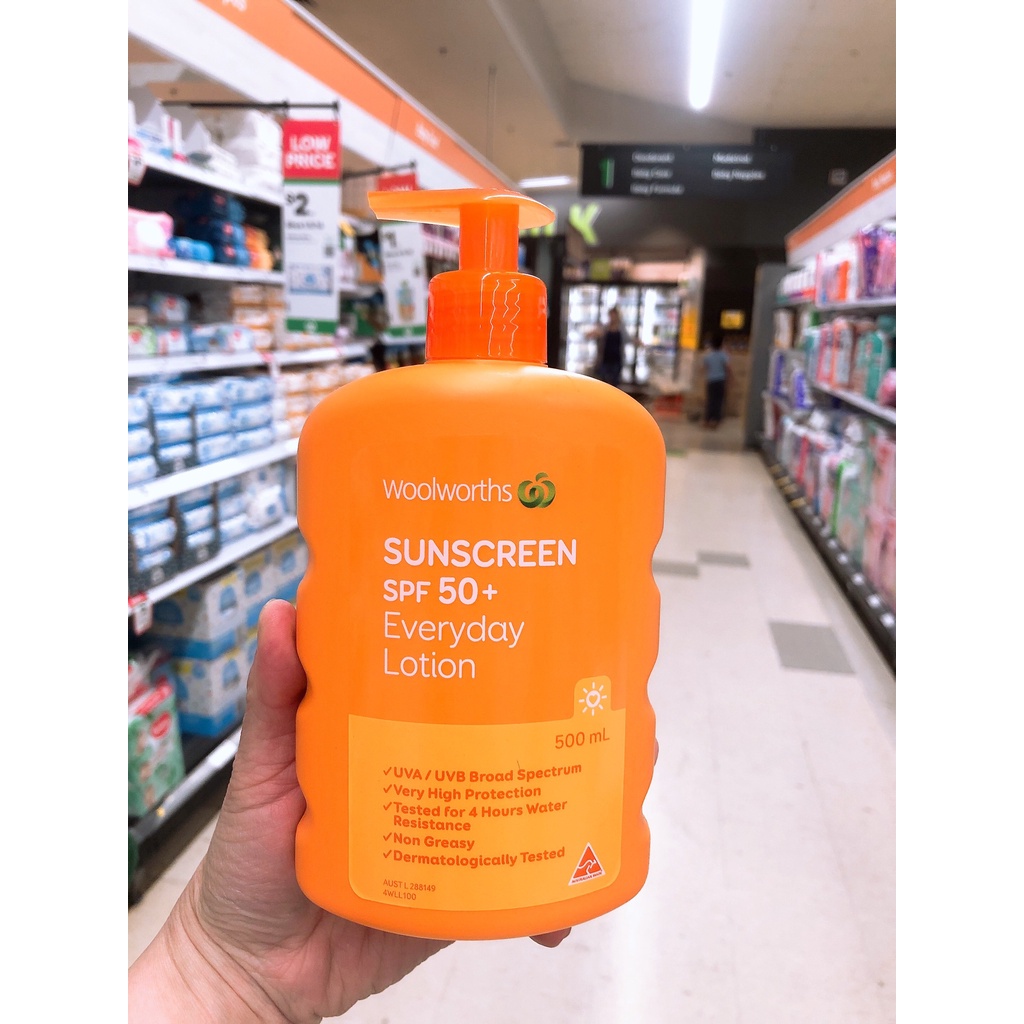 Kem chống nắng body Woolworths sunscreen SPF 50+ everyday lotion Chống nắng