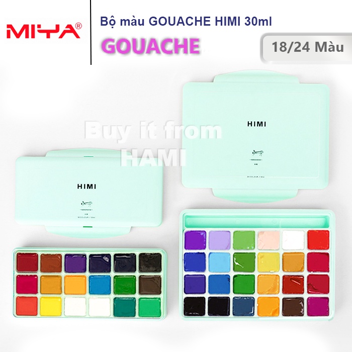 Màu Gouache HiMi dạng thạch bộ 18/24 màu Cọ Vẽ Màu Nước Zalora.vn