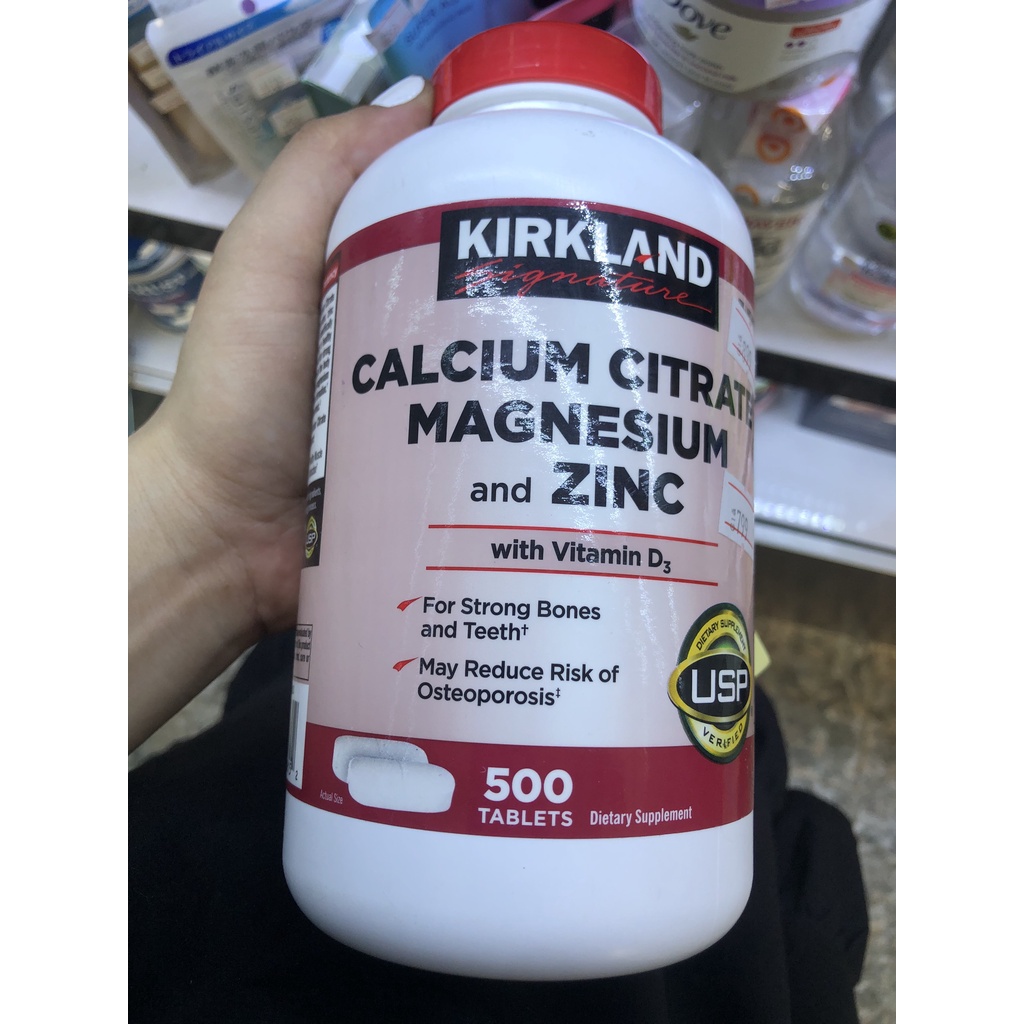 VIÊN UỐNG CANXI VÀ KẼM KIRKLAND CALCIUM CITRATE MAGNESIUM AND ZINC 500