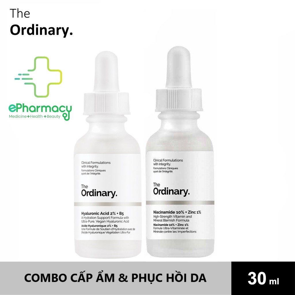 COMBO The Ordinary Niacinamide 10 30ml + Hyaluronic Acid 2 + B5 30ml