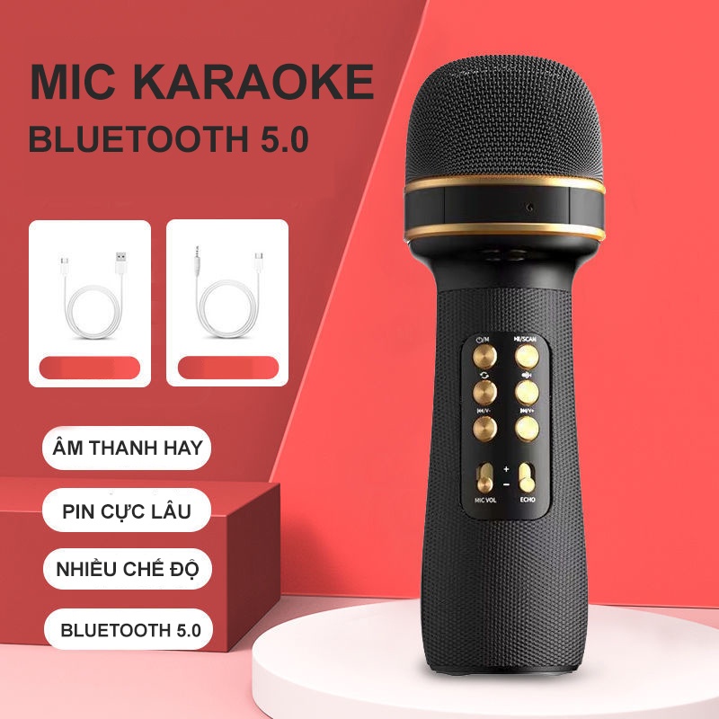 Mic Karaoke Kiêm Loa Bluetooth WS898 Micro không dây hát karaoke mini