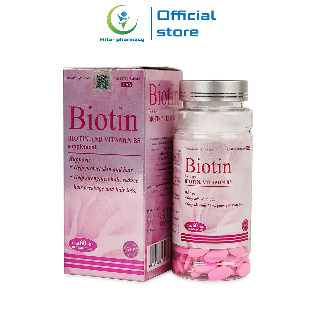 Biotin ROXTECH bổ sung Vitamin B5 giúp tóc chắc khỏe giảm gãy rụng tóc
