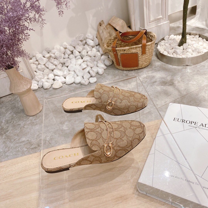 dép sục nữ Trang trí khóa dây chuyền hình chữ C, đầy đủ các kết cấu! Đế