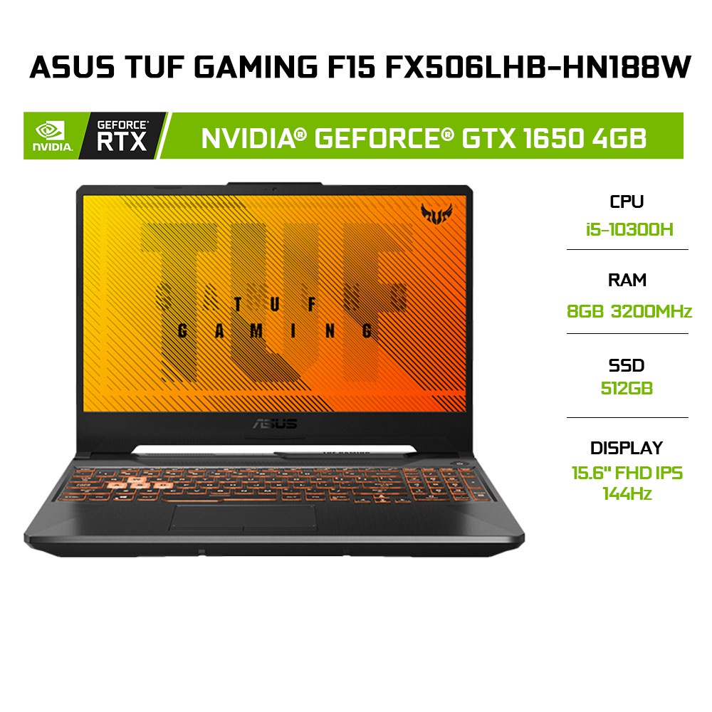 Laptop ASUS TUF Gaming F15 FX506LHBHN188W i510300H 8GB 512GB