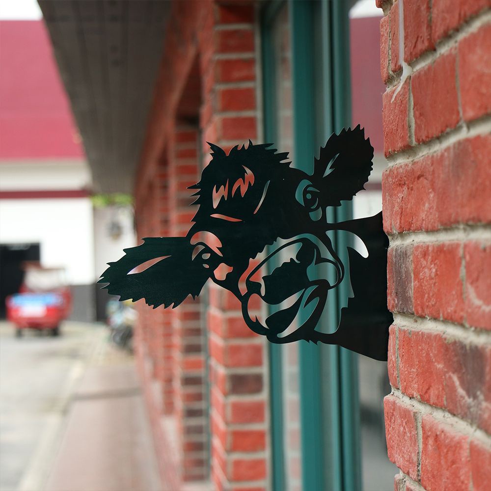 PEONY Cute Art Peeking Cow Chicken Home Farmhouse Wall Decor Farm Fence