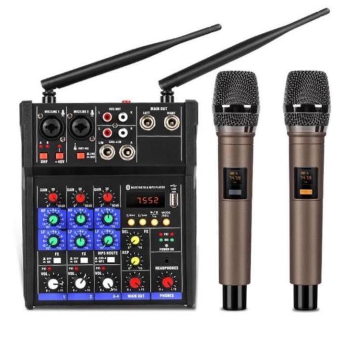 Bàn mixer karaoke Yamaha G4 bộ Mic thu âm hát livestream tặng kèm 2