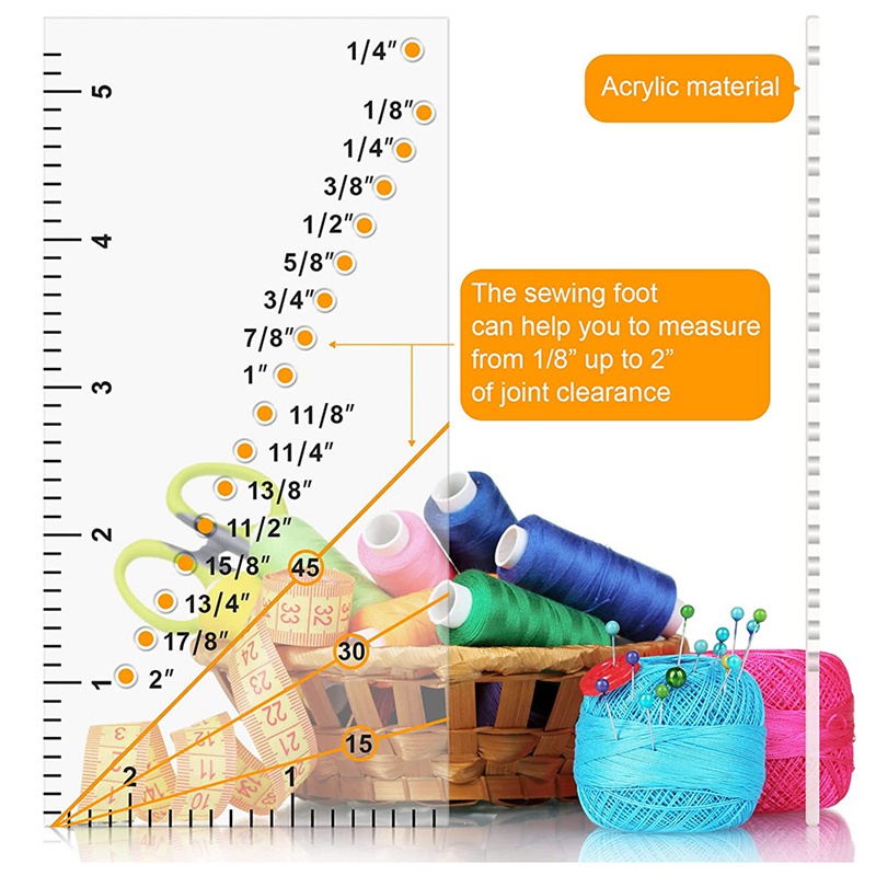 6 Pieces Seam Guide Ruler and Seam Guide Stitch Gauge Ruler