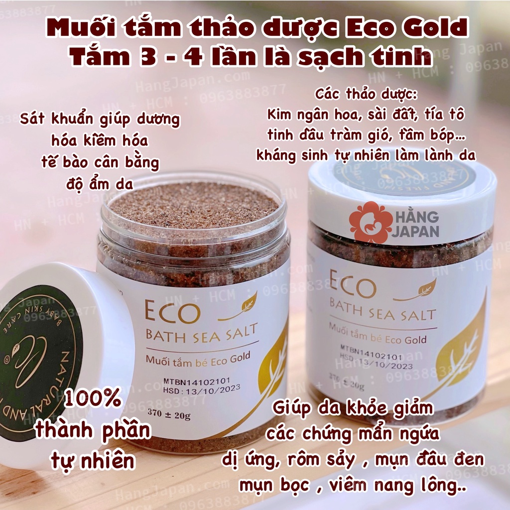 Muối tắm cho bé Eco / Eco Gold 400g dùng để tắm, gội đầu, rửa mặt, hàng