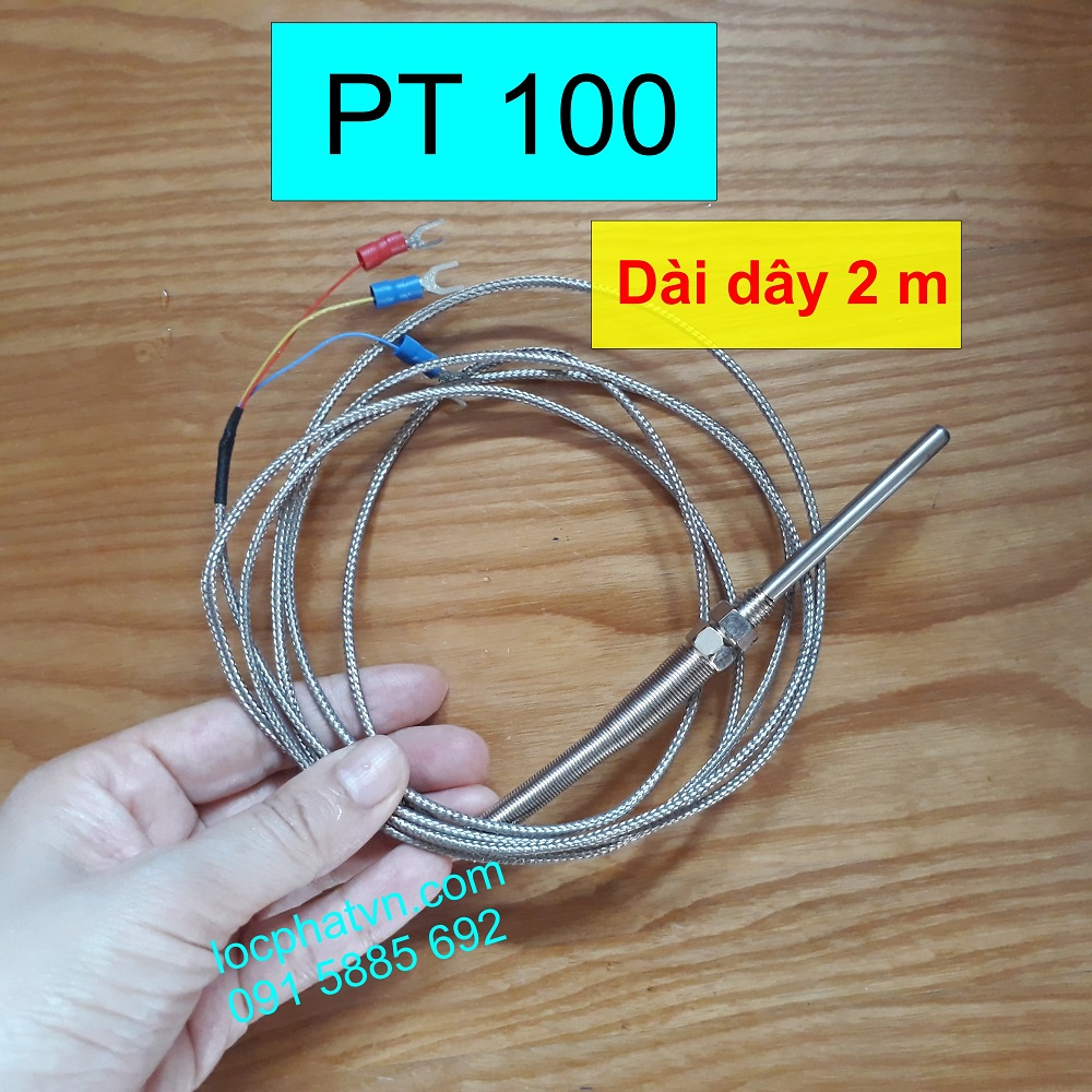 Cảm biến nhiệt độ PT100 Dài dây 2m, sensor nhiệt độ pt100 3 dây PT1002M