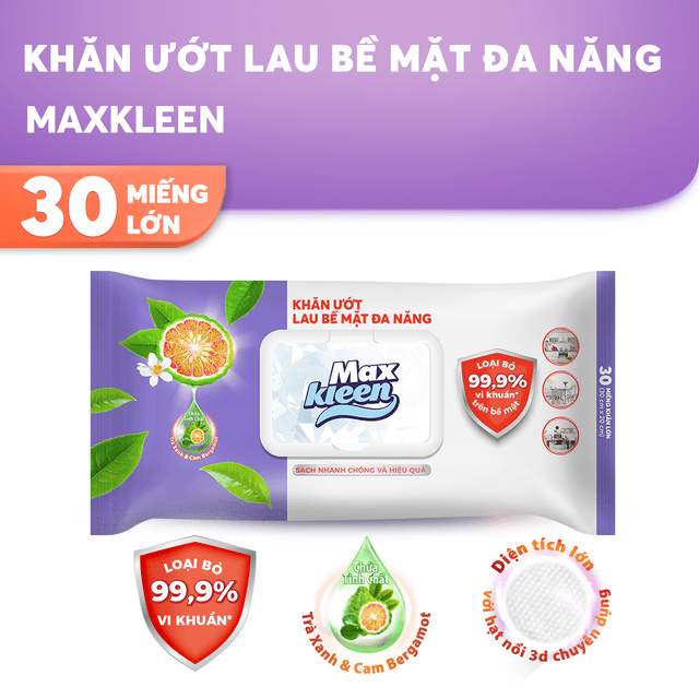 [Mã FMCGMALL 8 đơn 250K] Khăn Ướt Lau Bề Mặt Đa Năng MaxKleen Shopee Việt Nam