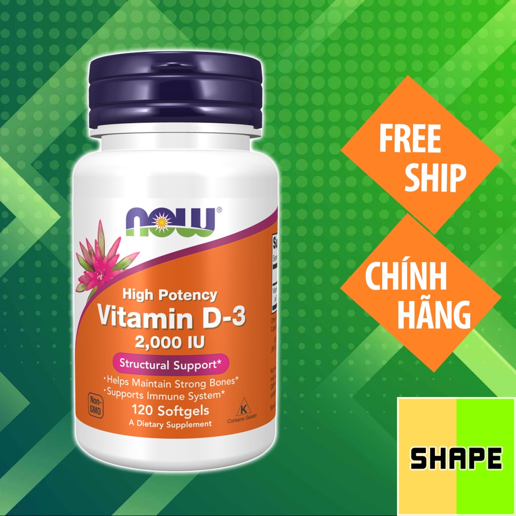 VITAMIN D3 Now Vitamin D3 2000 IU 120 240 viên Tăng Sức Đề Kháng