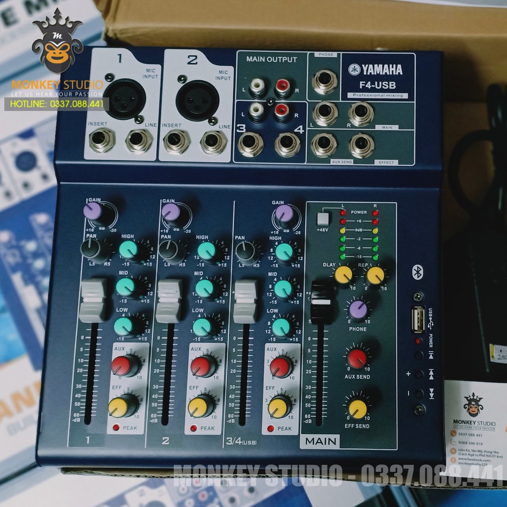 Mixer F4 Yamaha USB Bluetooth HÀNG CHÍNH HÃNG Thu Âm Hát Livestream