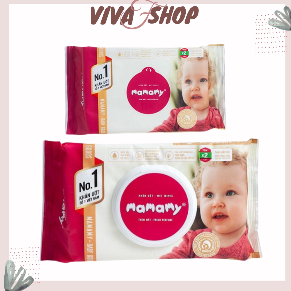Khăn giấy ướt em bé MAMAMY Wet Wipes (Bịch 30 80 Miếng) Khăn ướt vệ