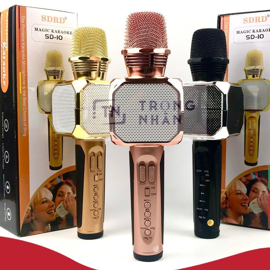 Mic karaoke SD10 Mic hát cầm tay loa không dây mini hát hay đa năng