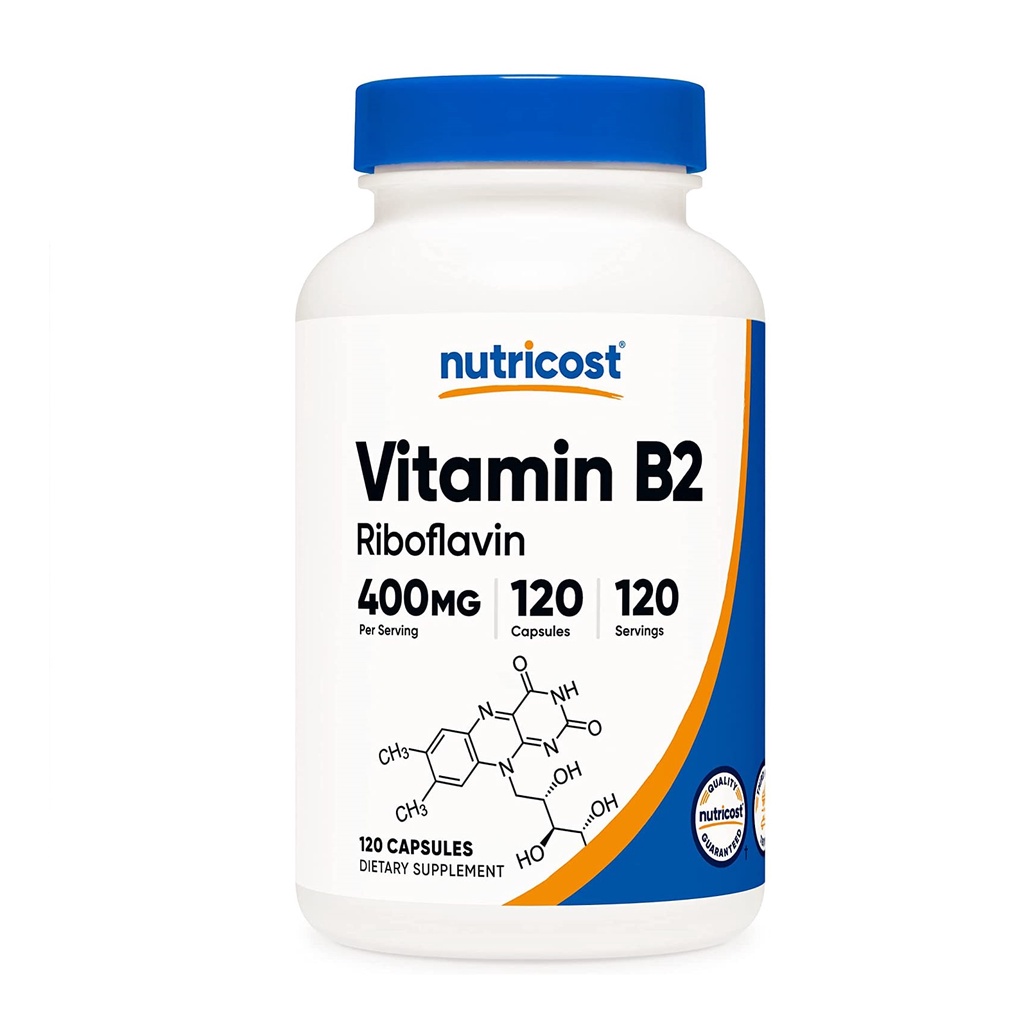 Nutricost Viên uống bổ sung vitamin B2 Riboflavin 400mg cung cấp năng
