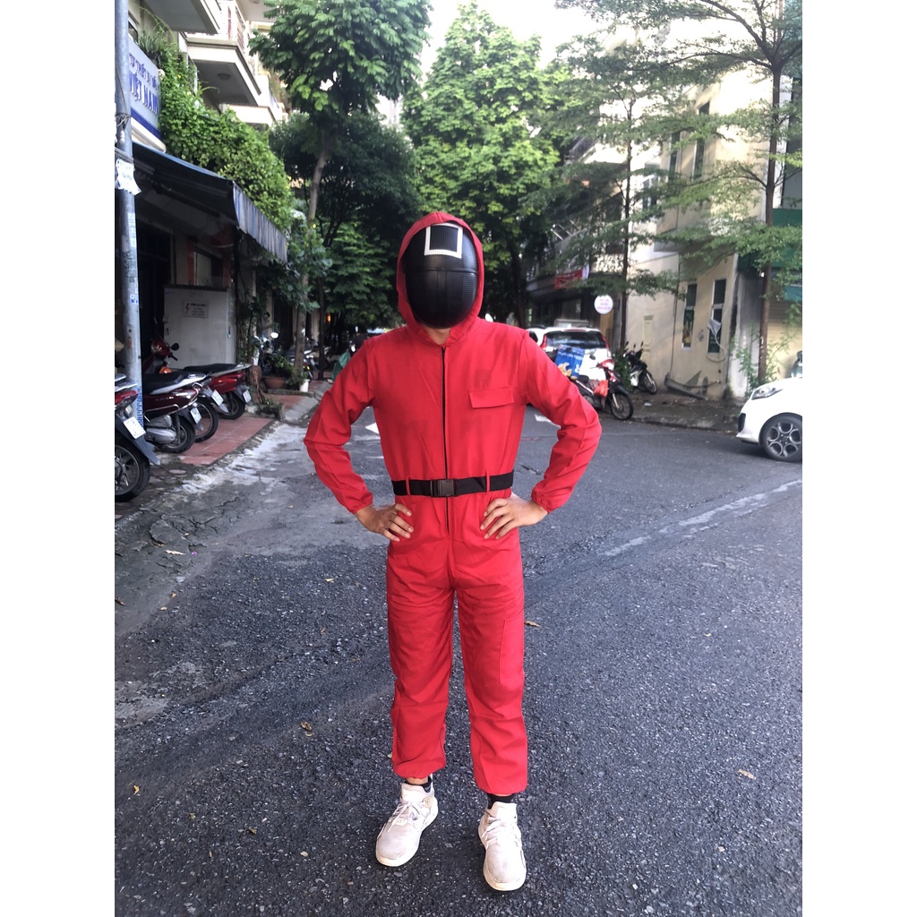 Mua Bộ quần áo kèm mặt nạ hóa trang trong phim Trò chơi con mực Squid