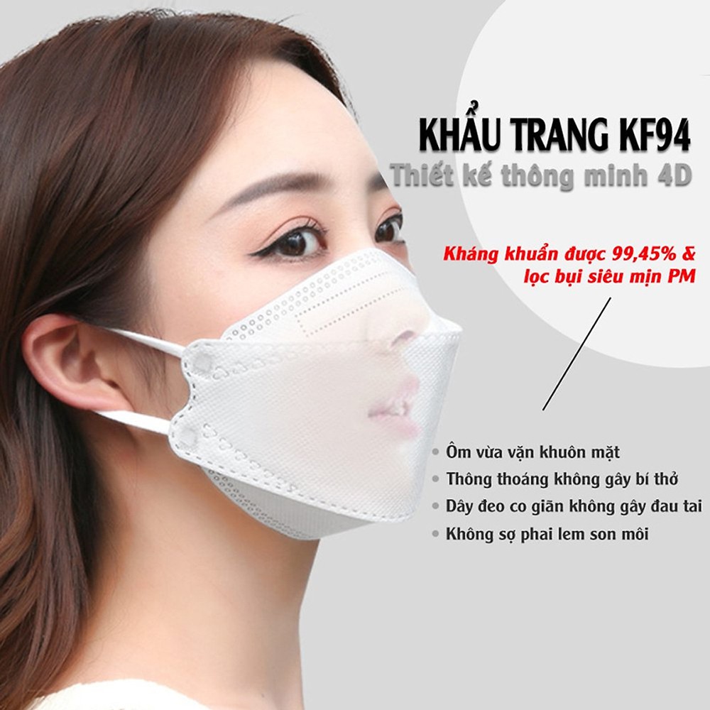 Set 10 khẩu trang KF94 Mask 4 lớp chống bụi mịn và kháng khuẩn hàng cao