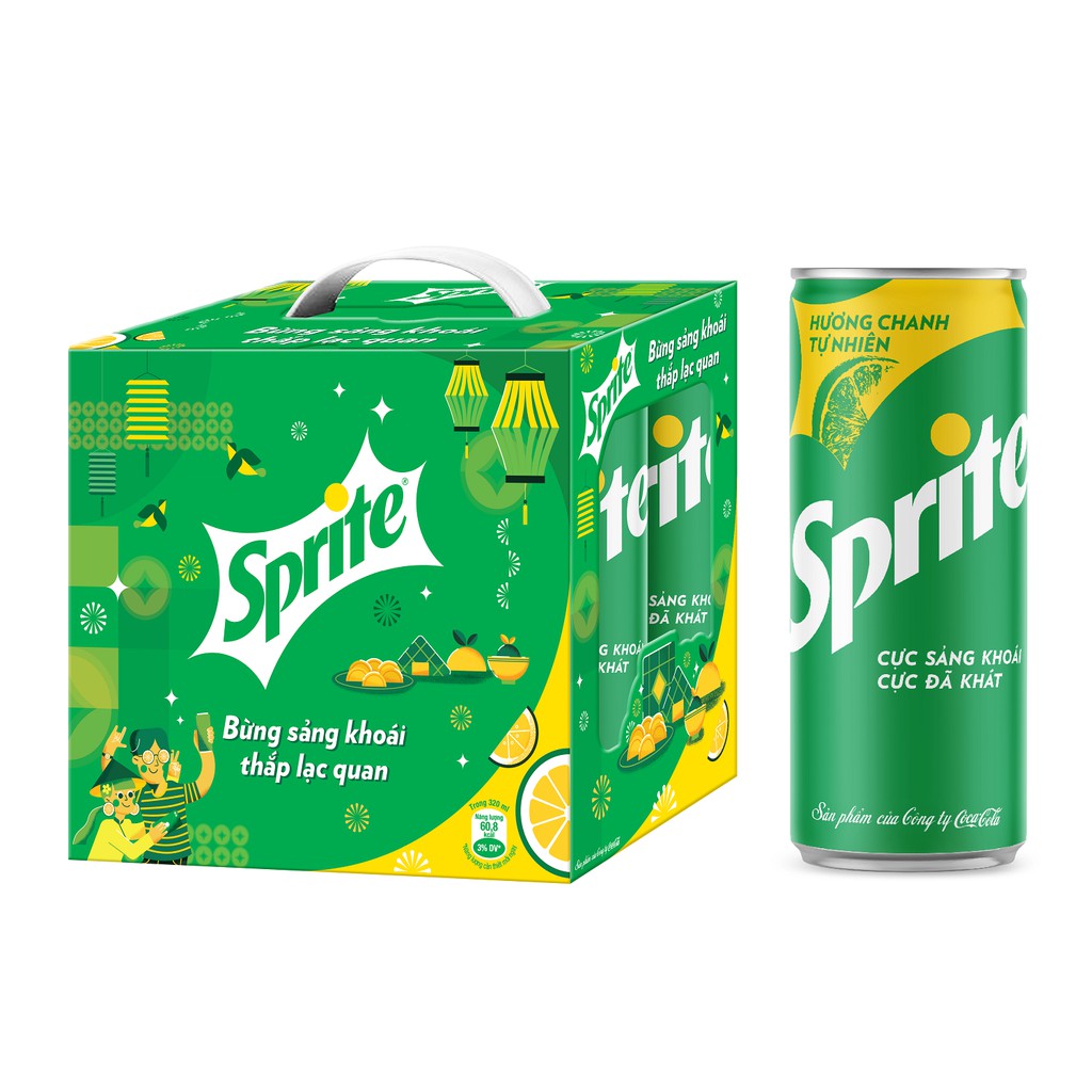 Lốc 6 Lon Nước Giải Khát Có Gas Sprite Lon 320ml - Nước có ga