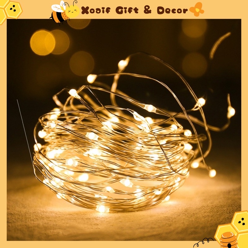Mua (Tặng pin) Đèn fairy light màu vàng nắng không nháy chạy pin giá rẻ