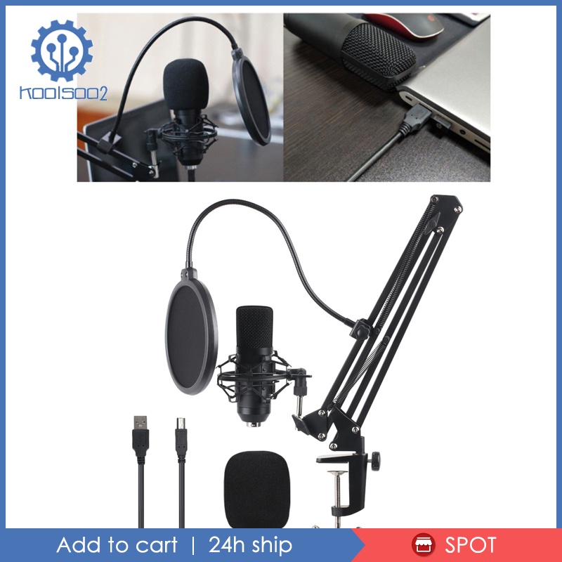 USB Condenser Microphone PC Gaming Mic Kit For Recording Game Blue BM800