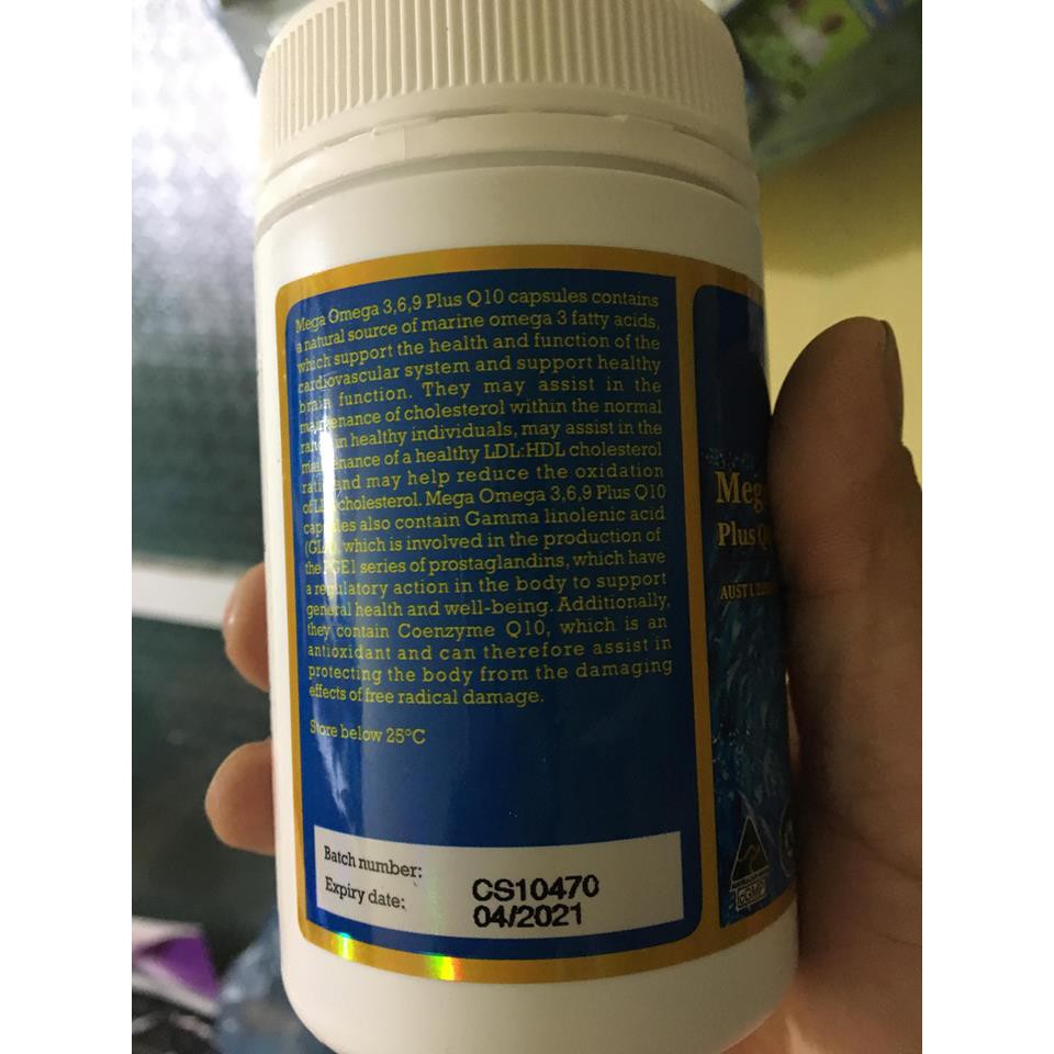 MEGA OMEGA 3,6,9 PLUS Q10 120 VIÊN DẦU CÁ NHẬP KHẨU CỦA ÚC