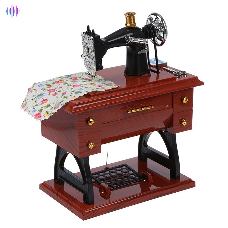 Wind Up Vintage Mini Sewing Machine Style Mechanical Music Box Shopee