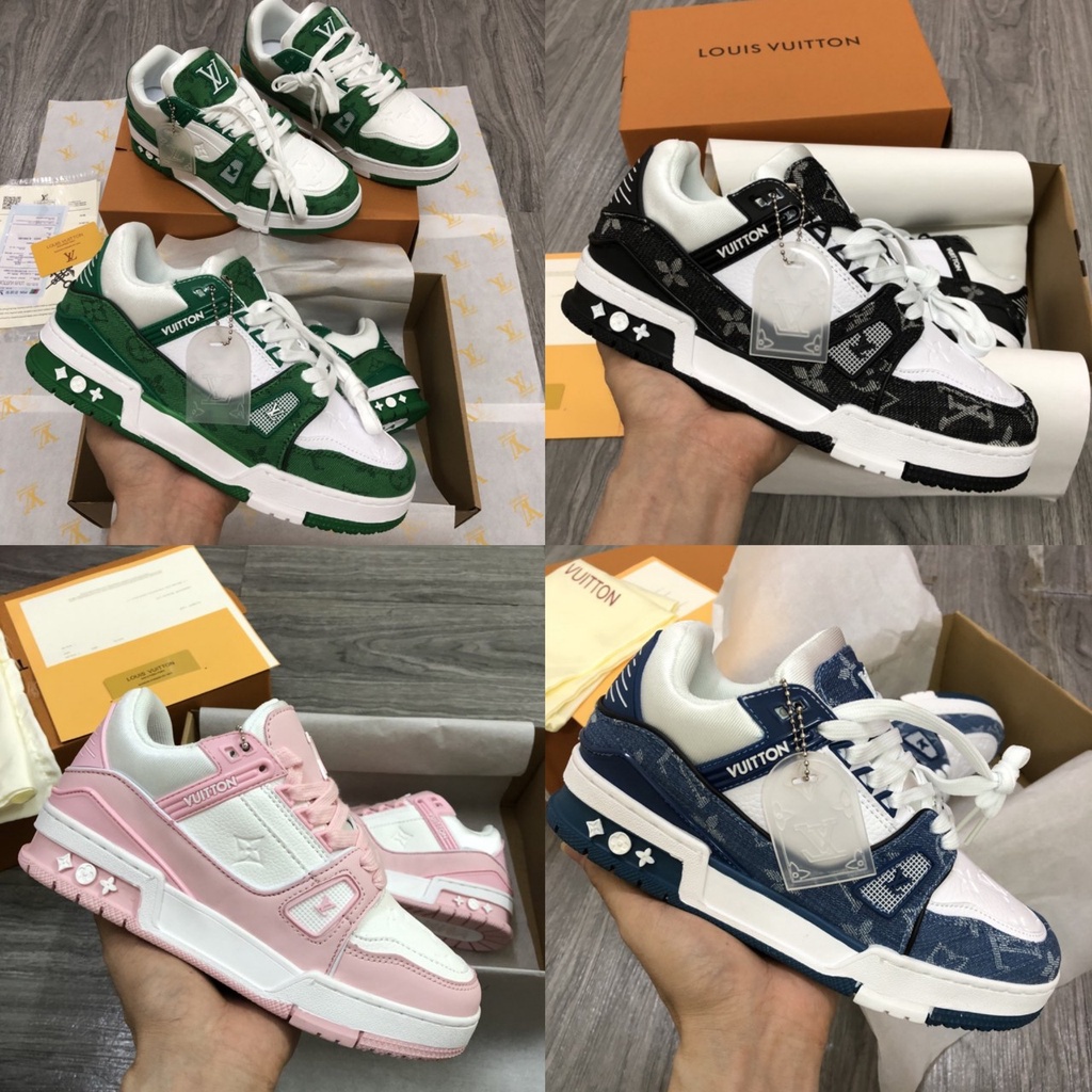 [ Full Box + Bill 🌺]Giày LV Louis Vuitton Trainer Black White, Giày