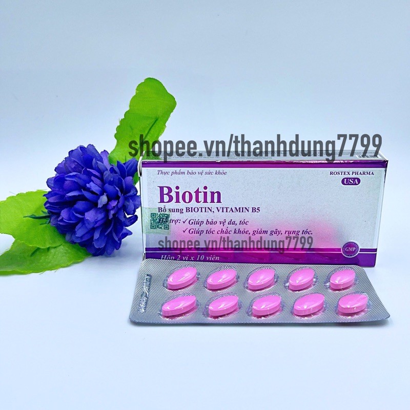Viên uống BIOTIN +vitamin B5 giúp giảm rụng tóc, bảo vệ làn da luôn