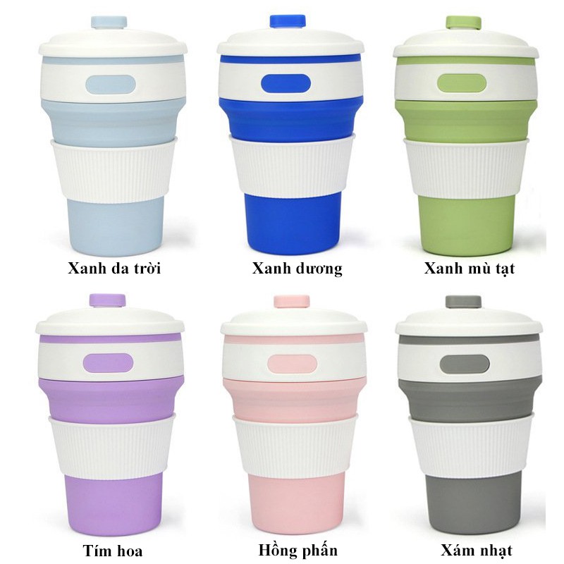 Ly Nước silicone BPAfree 350ml Bình Nước Gấp Gọn Tái Sử Dụng Thông