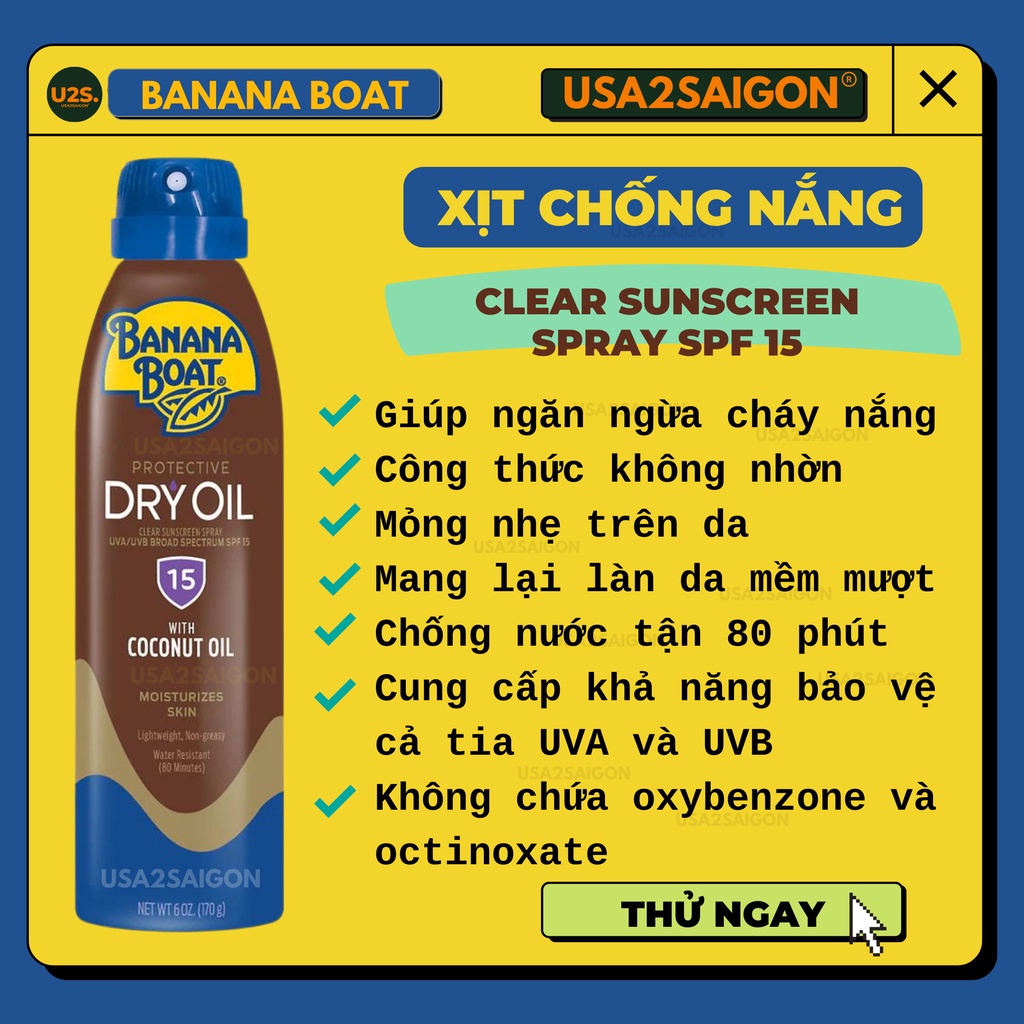 Mua Dầu phơi nắng BANANA BOAT DEEP TANNING DRY OIL SPRAY SPF 15 giá rẻ