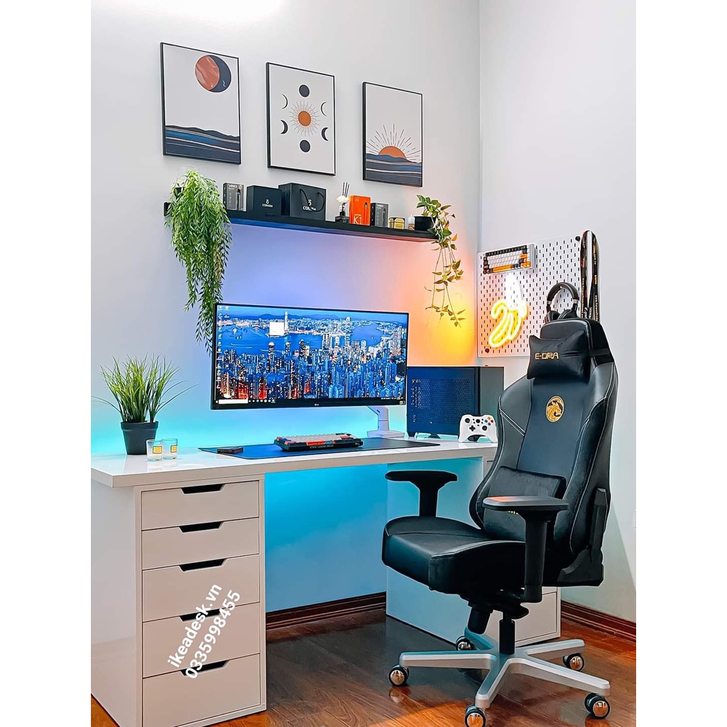 Mua Bàn Ikea 2 hộc tủ màu vân gỗ (free ship lắp đặt tạ Hà Nội + ib ship